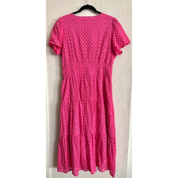 PRETTYGARDEN Women's Summer Maxi Dress Short Sleeve V Neck Eyelet Dress Size XL - Picture 4 of 9